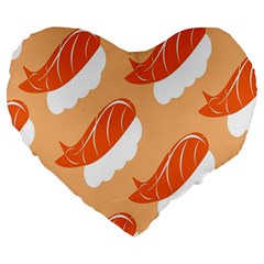 Fish Eat Japanese Sushi Large 19  Premium Heart Shape Cushions by Mariart