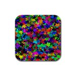 Flowersfloral Star Rainbow Rubber Square Coaster (4 pack)  Front