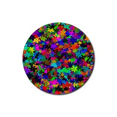 Flowersfloral Star Rainbow Rubber Coaster (round)  by Mariart