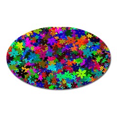 Flowersfloral Star Rainbow Oval Magnet by Mariart