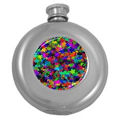 Flowersfloral Star Rainbow Round Hip Flask (5 Oz) by Mariart