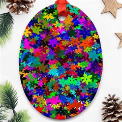 Flowersfloral Star Rainbow Oval Ornament (two Sides) by Mariart