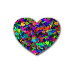 Flowersfloral Star Rainbow Rubber Coaster (heart)  by Mariart