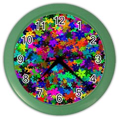 Flowersfloral Star Rainbow Color Wall Clocks by Mariart