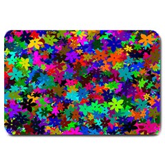 Flowersfloral Star Rainbow Large Doormat  by Mariart