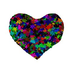 Flowersfloral Star Rainbow Standard 16  Premium Heart Shape Cushions by Mariart