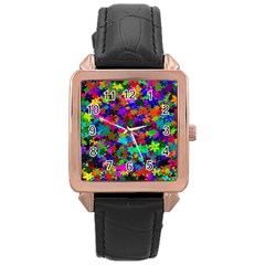 Flowersfloral Star Rainbow Rose Gold Leather Watch  by Mariart