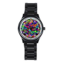 Flowersfloral Star Rainbow Stainless Steel Round Watch by Mariart