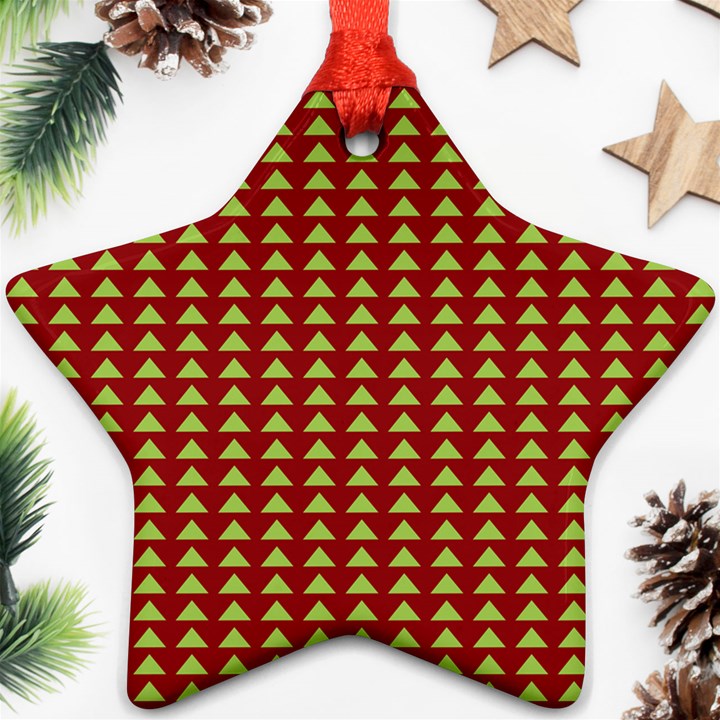 Hawthorn Sharkstooth Triangle Green Red Ornament (Star)