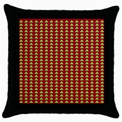 Hawthorn Sharkstooth Triangle Green Red Throw Pillow Case (black) by Mariart