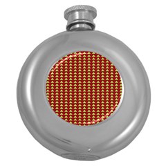 Hawthorn Sharkstooth Triangle Green Red Round Hip Flask (5 Oz) by Mariart