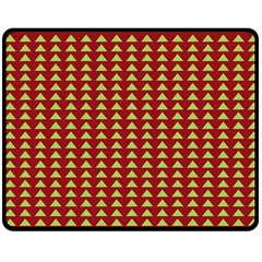 Hawthorn Sharkstooth Triangle Green Red Double Sided Fleece Blanket (medium)  by Mariart