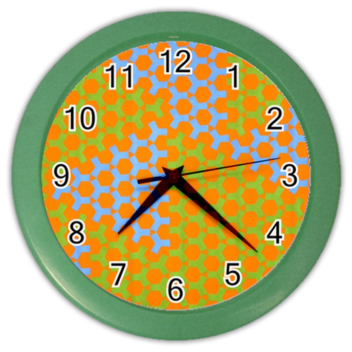 Green Blue Orange Color Wall Clocks