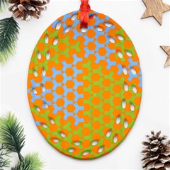 Green Blue Orange Oval Filigree Ornament (two Sides) by Mariart