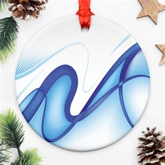 Glittering Abstract Lines Blue Wave Chefron Ornament (round) by Mariart