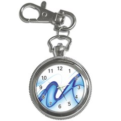 Glittering Abstract Lines Blue Wave Chefron Key Chain Watches by Mariart