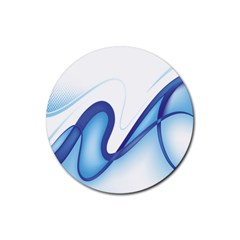 Glittering Abstract Lines Blue Wave Chefron Rubber Coaster (round) 