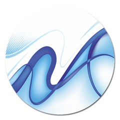 Glittering Abstract Lines Blue Wave Chefron Magnet 5  (round) by Mariart