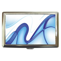 Glittering Abstract Lines Blue Wave Chefron Cigarette Money Cases by Mariart