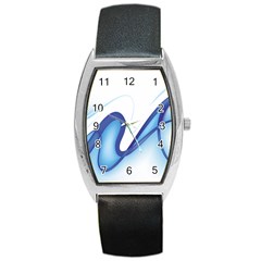 Glittering Abstract Lines Blue Wave Chefron Barrel Style Metal Watch by Mariart