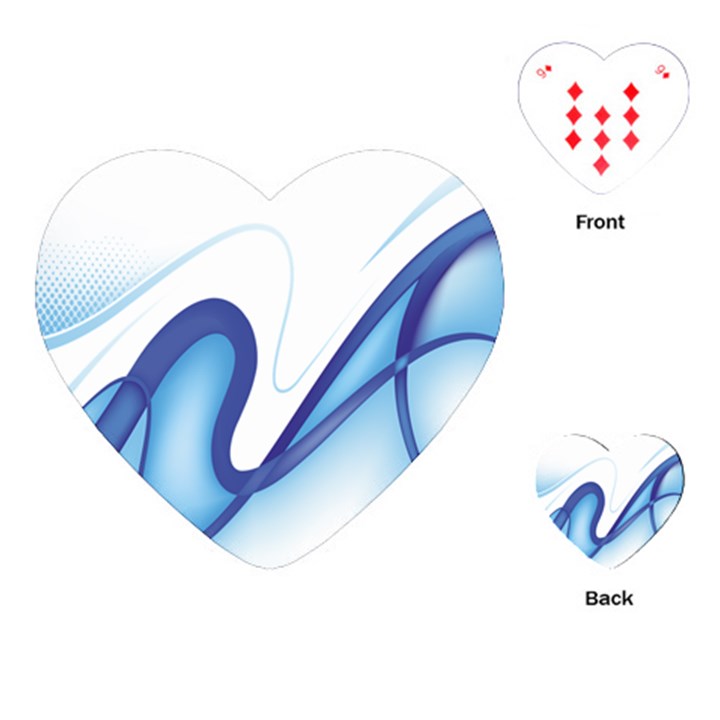 Glittering Abstract Lines Blue Wave Chefron Playing Cards (Heart) 