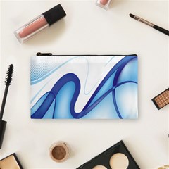 Glittering Abstract Lines Blue Wave Chefron Cosmetic Bag (small)  by Mariart