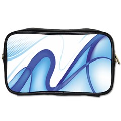 Glittering Abstract Lines Blue Wave Chefron Toiletries Bags 2-side by Mariart