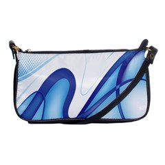 Glittering Abstract Lines Blue Wave Chefron Shoulder Clutch Bags by Mariart