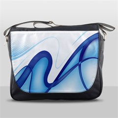 Glittering Abstract Lines Blue Wave Chefron Messenger Bags by Mariart