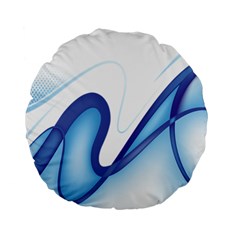 Glittering Abstract Lines Blue Wave Chefron Standard 15  Premium Round Cushions by Mariart