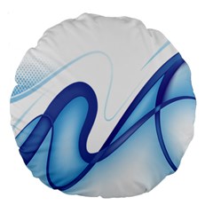 Glittering Abstract Lines Blue Wave Chefron Large 18  Premium Round Cushions by Mariart