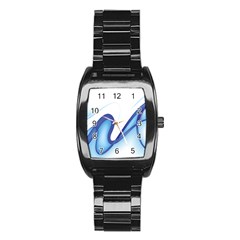 Glittering Abstract Lines Blue Wave Chefron Stainless Steel Barrel Watch by Mariart