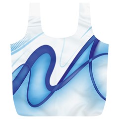 Glittering Abstract Lines Blue Wave Chefron Full Print Recycle Bags (l)  by Mariart