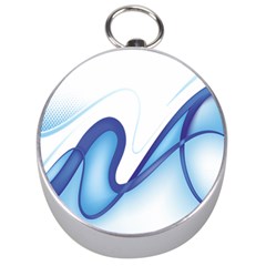 Glittering Abstract Lines Blue Wave Chefron Silver Compasses by Mariart