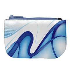 Glittering Abstract Lines Blue Wave Chefron Large Coin Purse