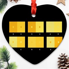 Horizontal Color Scheme Plaid Black Yellow Ornament (heart)