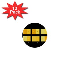 Horizontal Color Scheme Plaid Black Yellow 1  Mini Buttons (10 Pack) 