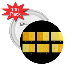 Horizontal Color Scheme Plaid Black Yellow 2 25  Buttons (100 Pack)  by Mariart