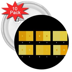 Horizontal Color Scheme Plaid Black Yellow 3  Buttons (10 Pack) 