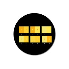 Horizontal Color Scheme Plaid Black Yellow Magnet 3  (round) by Mariart