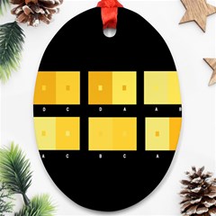 Horizontal Color Scheme Plaid Black Yellow Oval Ornament (two Sides) by Mariart