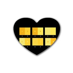 Horizontal Color Scheme Plaid Black Yellow Rubber Coaster (heart)  by Mariart