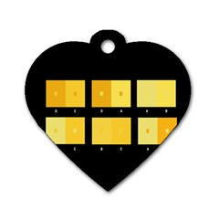 Horizontal Color Scheme Plaid Black Yellow Dog Tag Heart (one Side) by Mariart