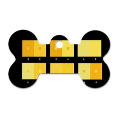 Horizontal Color Scheme Plaid Black Yellow Dog Tag Bone (two Sides) by Mariart