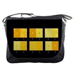 Horizontal Color Scheme Plaid Black Yellow Messenger Bags by Mariart