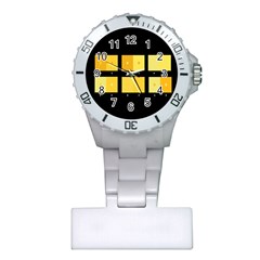 Horizontal Color Scheme Plaid Black Yellow Plastic Nurses Watch by Mariart