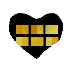 Horizontal Color Scheme Plaid Black Yellow Standard 16  Premium Flano Heart Shape Cushions by Mariart