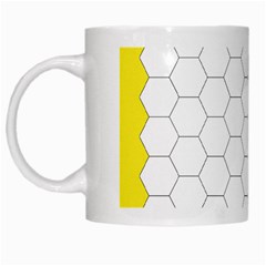 Hex Grid Plaid Green Yellow Blue Orange White White Mugs