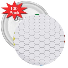 Hex Grid Plaid Green Yellow Blue Orange White 3  Buttons (100 Pack) 