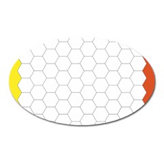 Hex Grid Plaid Green Yellow Blue Orange White Oval Magnet by Mariart